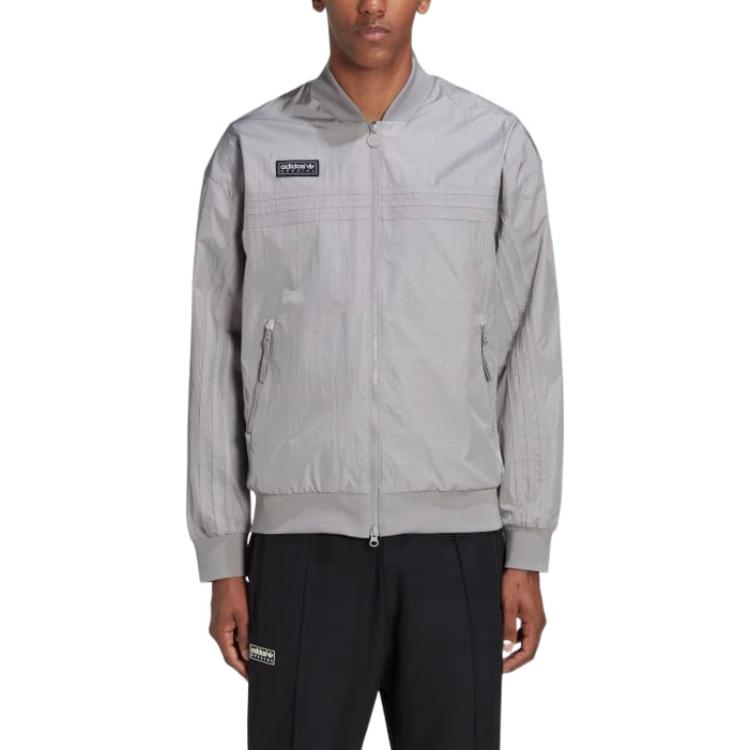 Men's originals x Spezial Crossover Logo Zipper Solid Color Pocket Jacket Gray