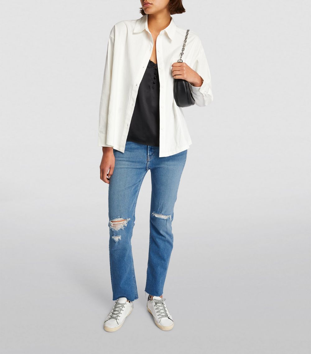 Distressed Rider Straight High Waist Jeans