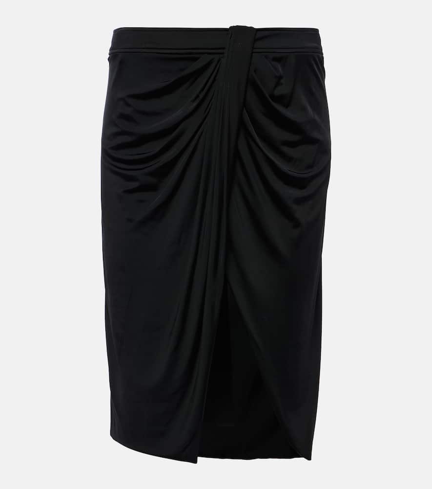 Draped jersey midi skirt