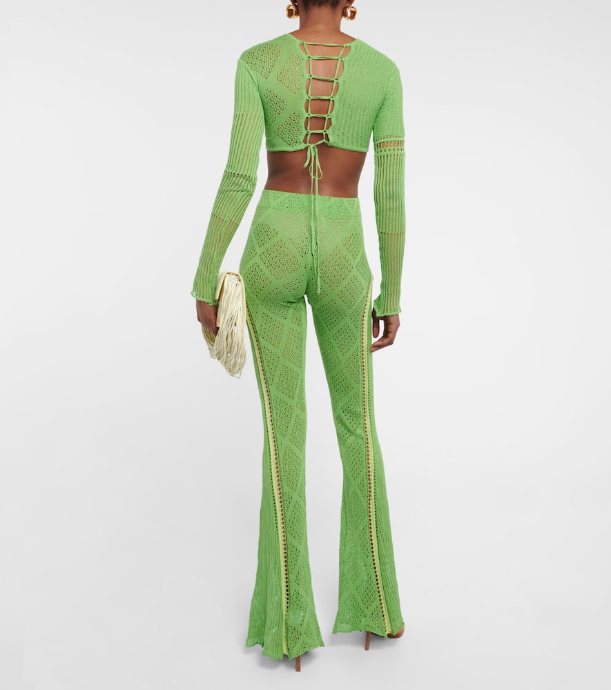 Disco high-rise flared cotton pants
