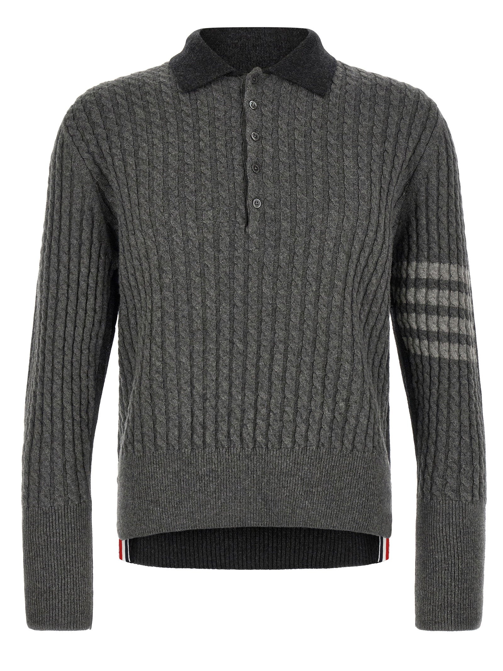 Braided Wool 2-in-1 Knit Polo — Dark Grey