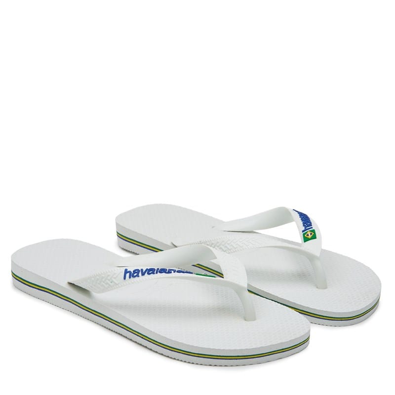 Women's Brazil Logo Flip Flop Sandals (White)