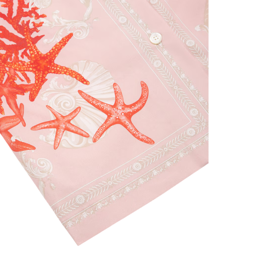 Kids All-Over Barocco Sea Print Cotton Shirt