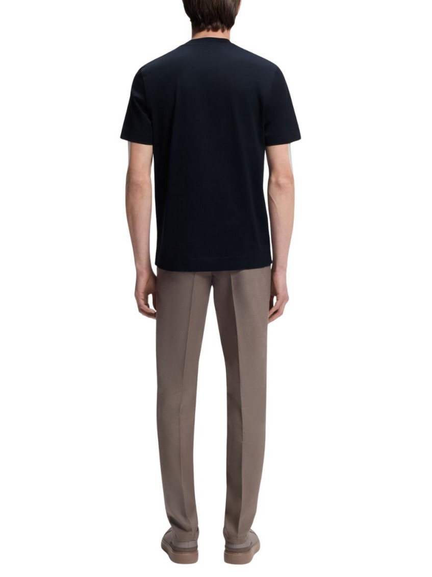 Dark Blue Solid Crew Neck T-Shirt
