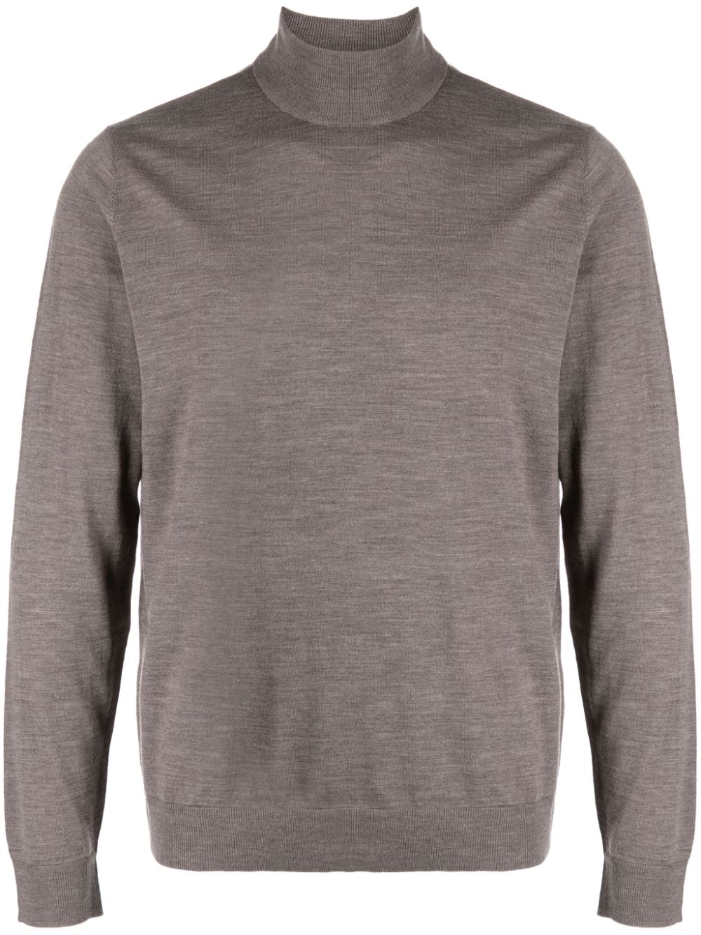 High-neck wool jumper - Brown