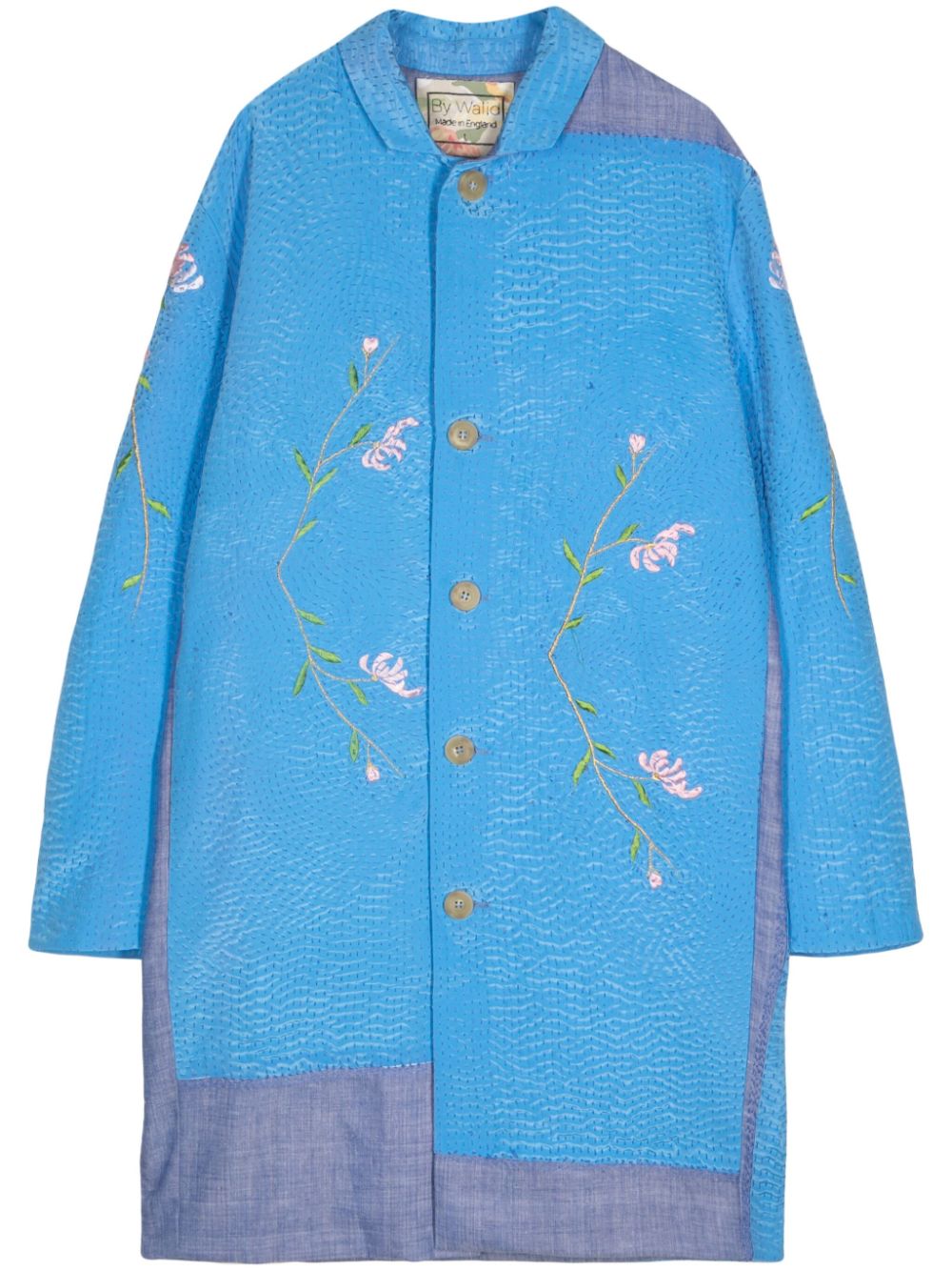 Flower-embroidered coat - Pink