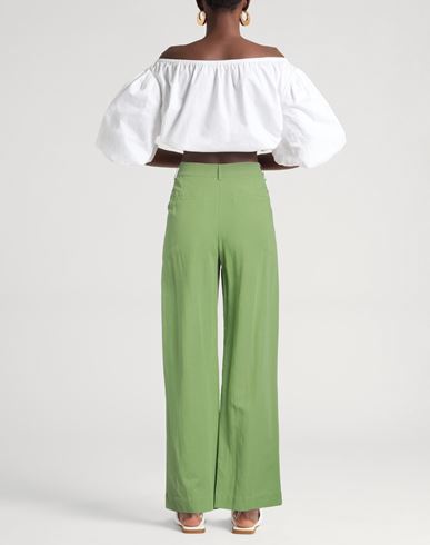 Woman Pants Light green Size M Viscose, Cotton, Linen