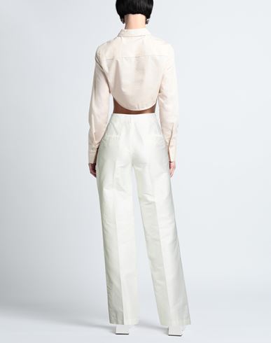 Woman Pants White Size 2 Cotton, Silk