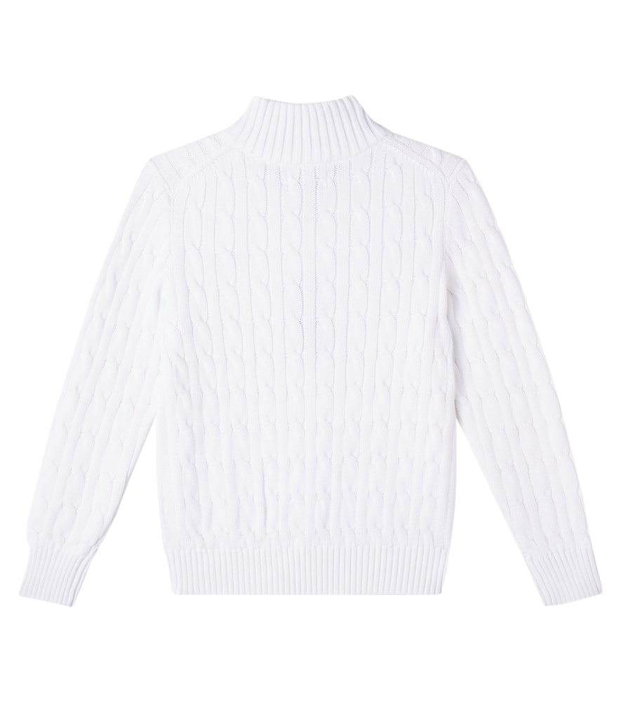 Cable-knit cotton zip-up sweater