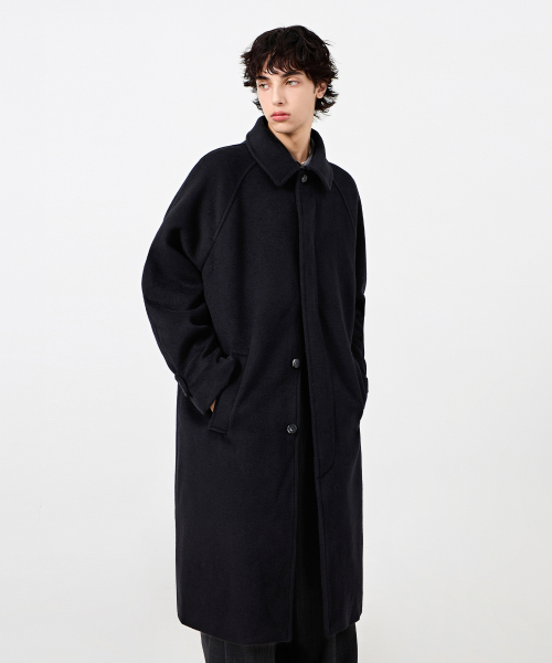 Essential Cashmere Balmacaan Coat_Black