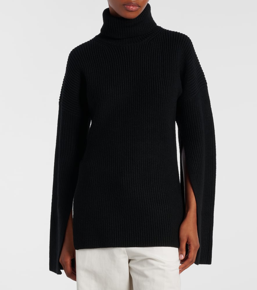 Ribbed-knit wool turtleneck sweater