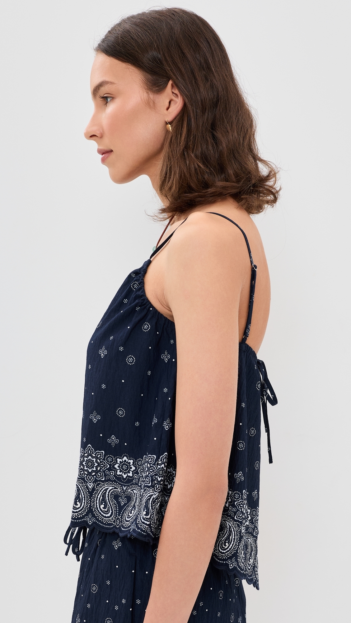 X Shopbop Marel Top In Linen Rayon Bandana Mix White
