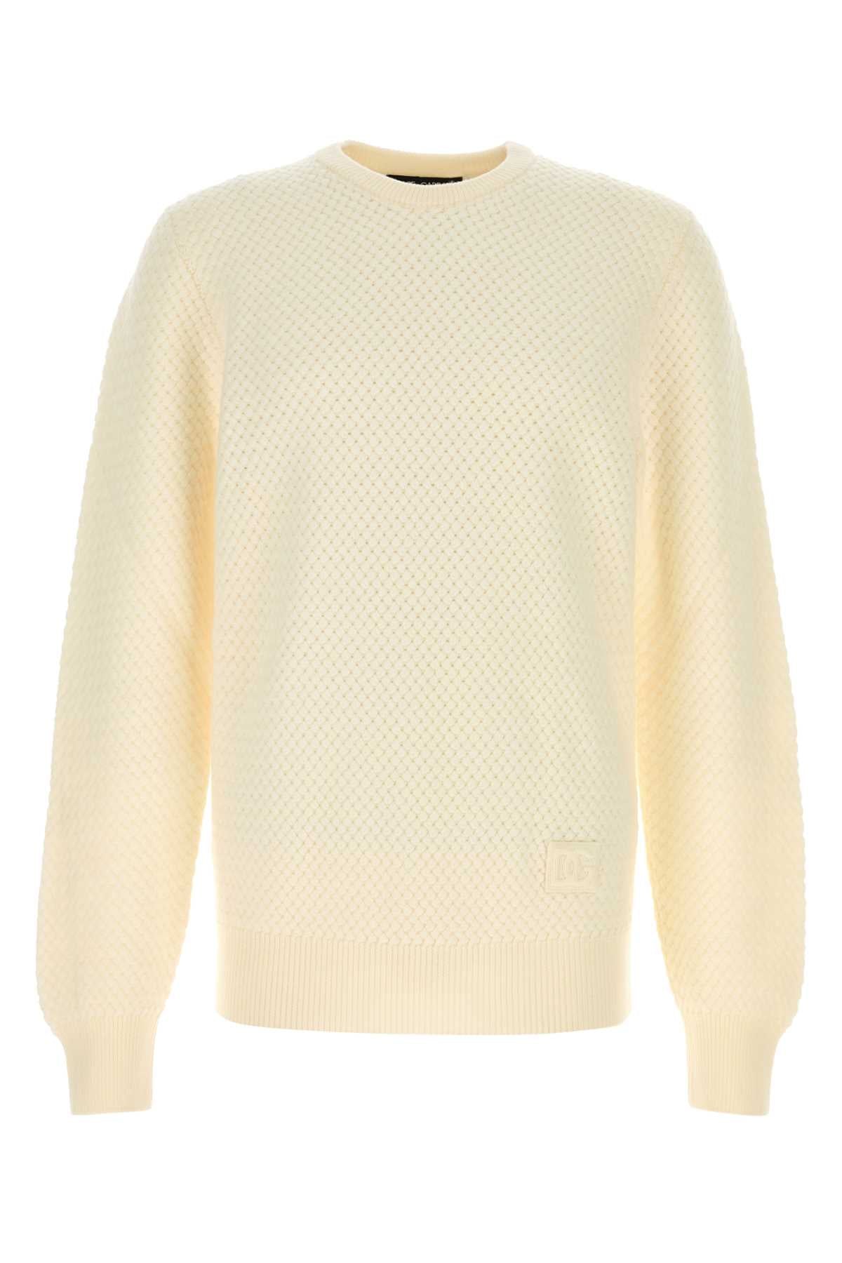 Textured Virgin Wool Sweater — Beige