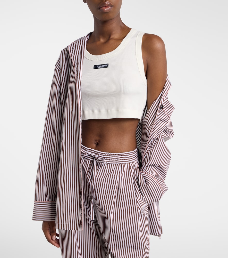 Logo cotton jersey crop top