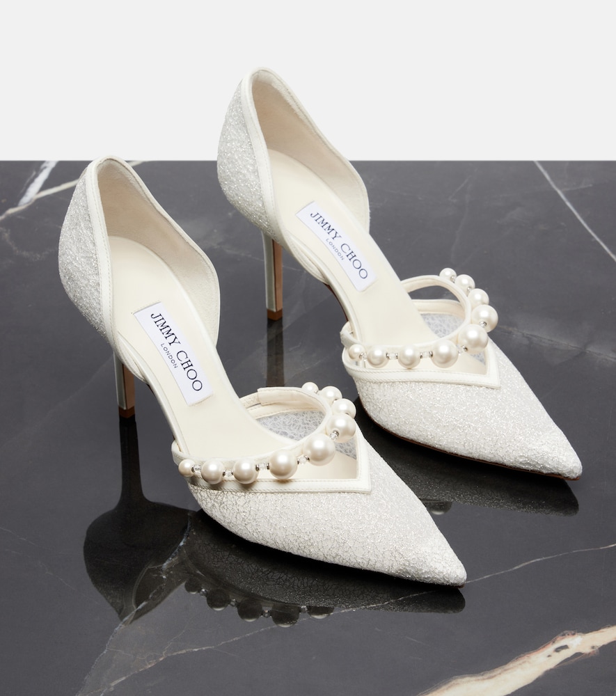 Bridal Aurelie embellished leather pumps