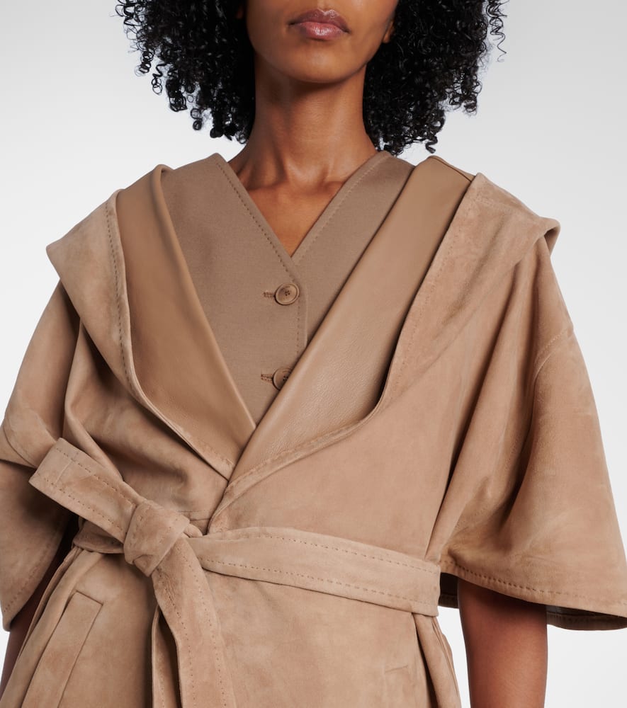 Chiffon suede wrap coat