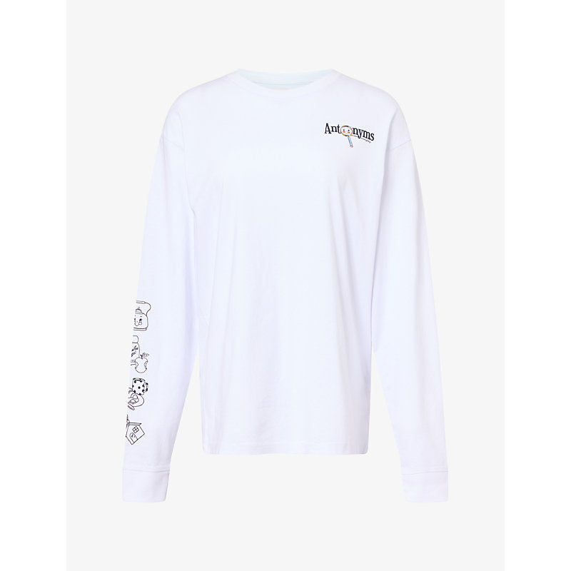 Womens Antonyms Graphic-Print Cotton T-Shirt