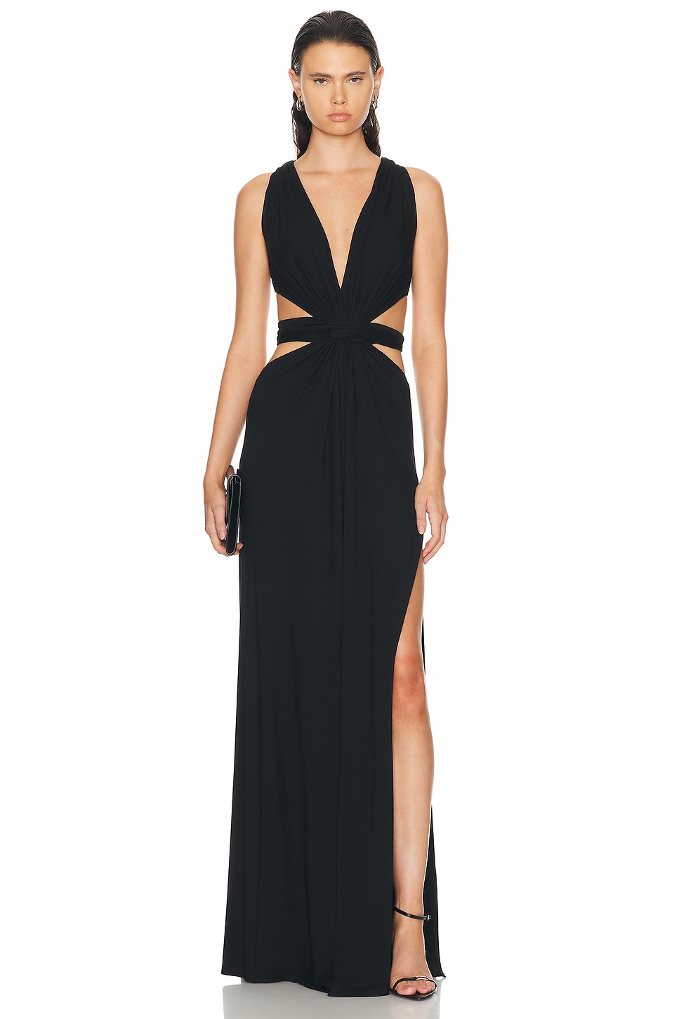 Sid Neigum 4 Way V Neck Knot Dress in Red - Red. S also in