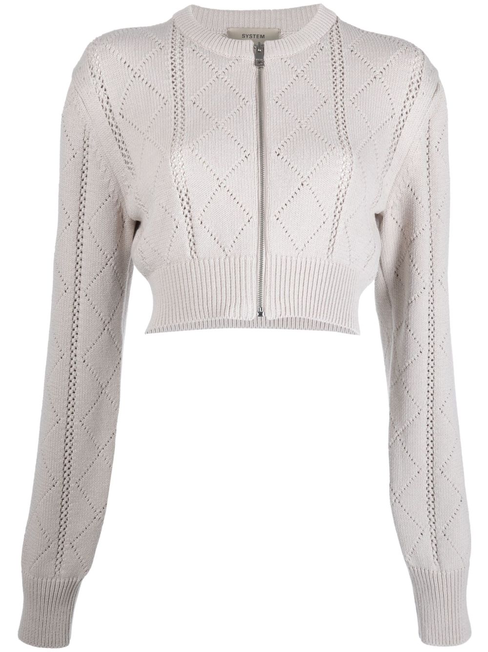 Argyle-knit cropped cardigan - Neutrals