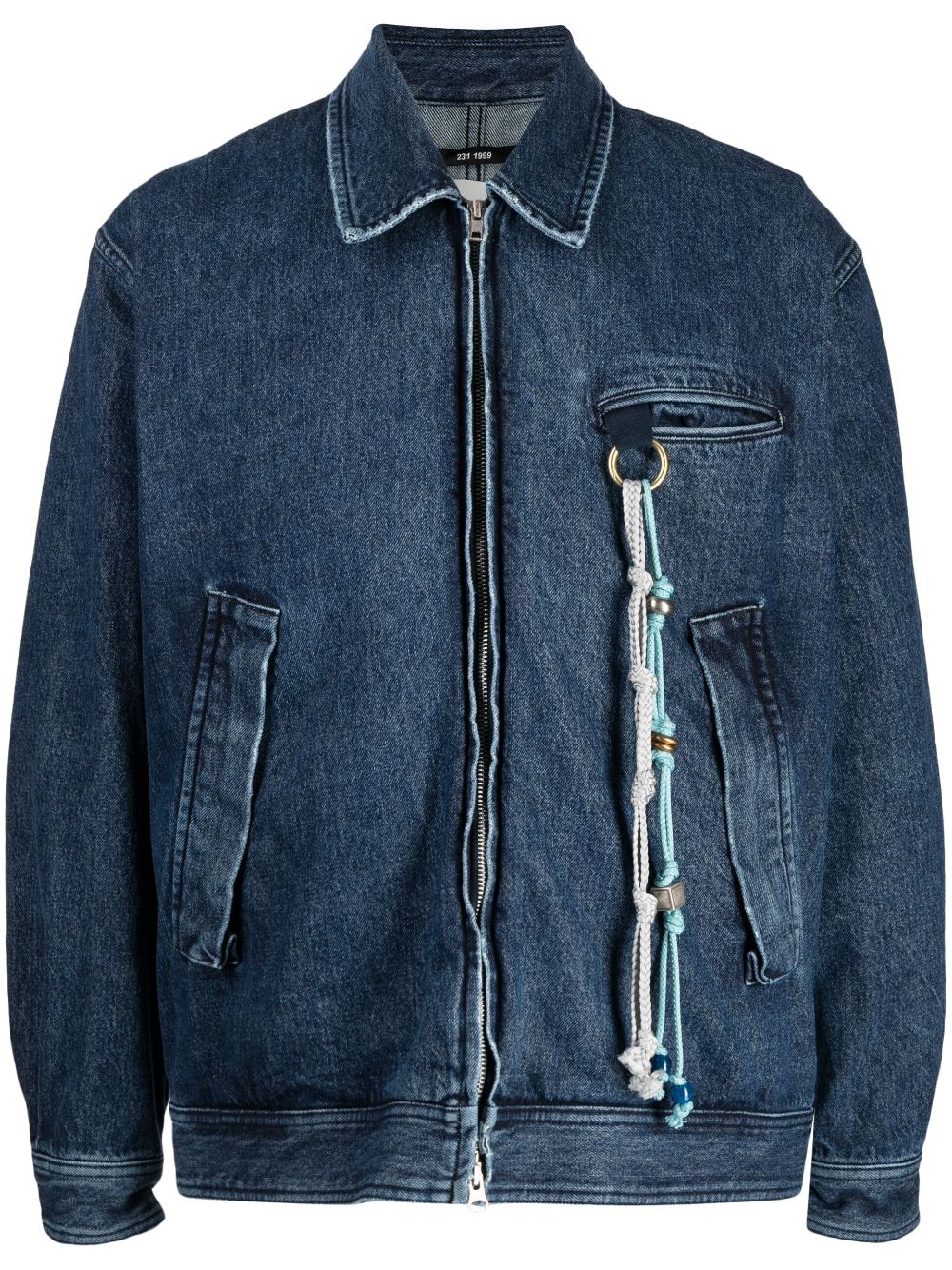Three-pocket bomber denim jacket - Blue