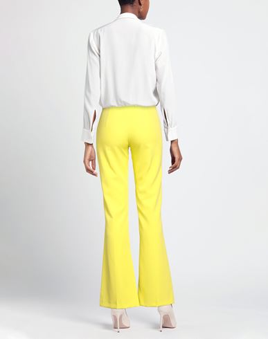 Woman Pants Yellow Size XL Polyester, Elastane