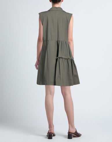 Anna Molinari Woman Mini dress Military green Size 4 Cotton