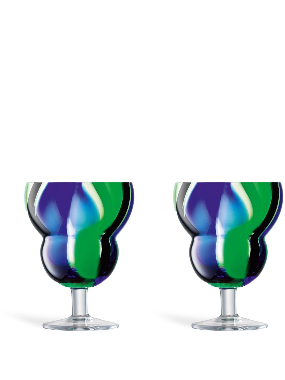 Folk wine glasses (two-person setting) - Blue