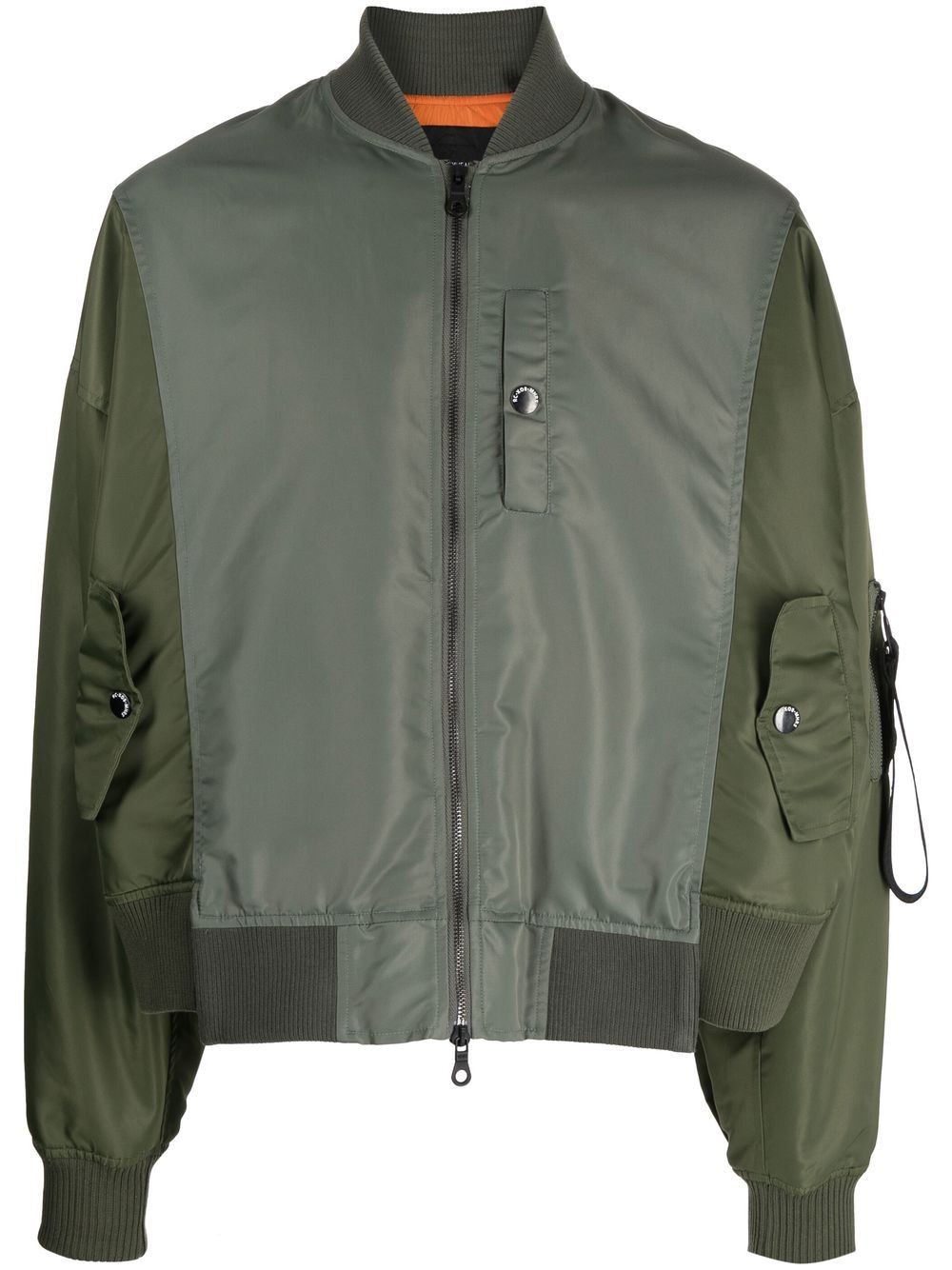 Spliced satin bomber jacket - Green