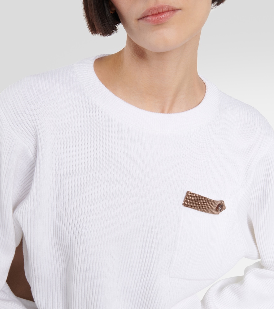 Cotton jersey cropped sweater