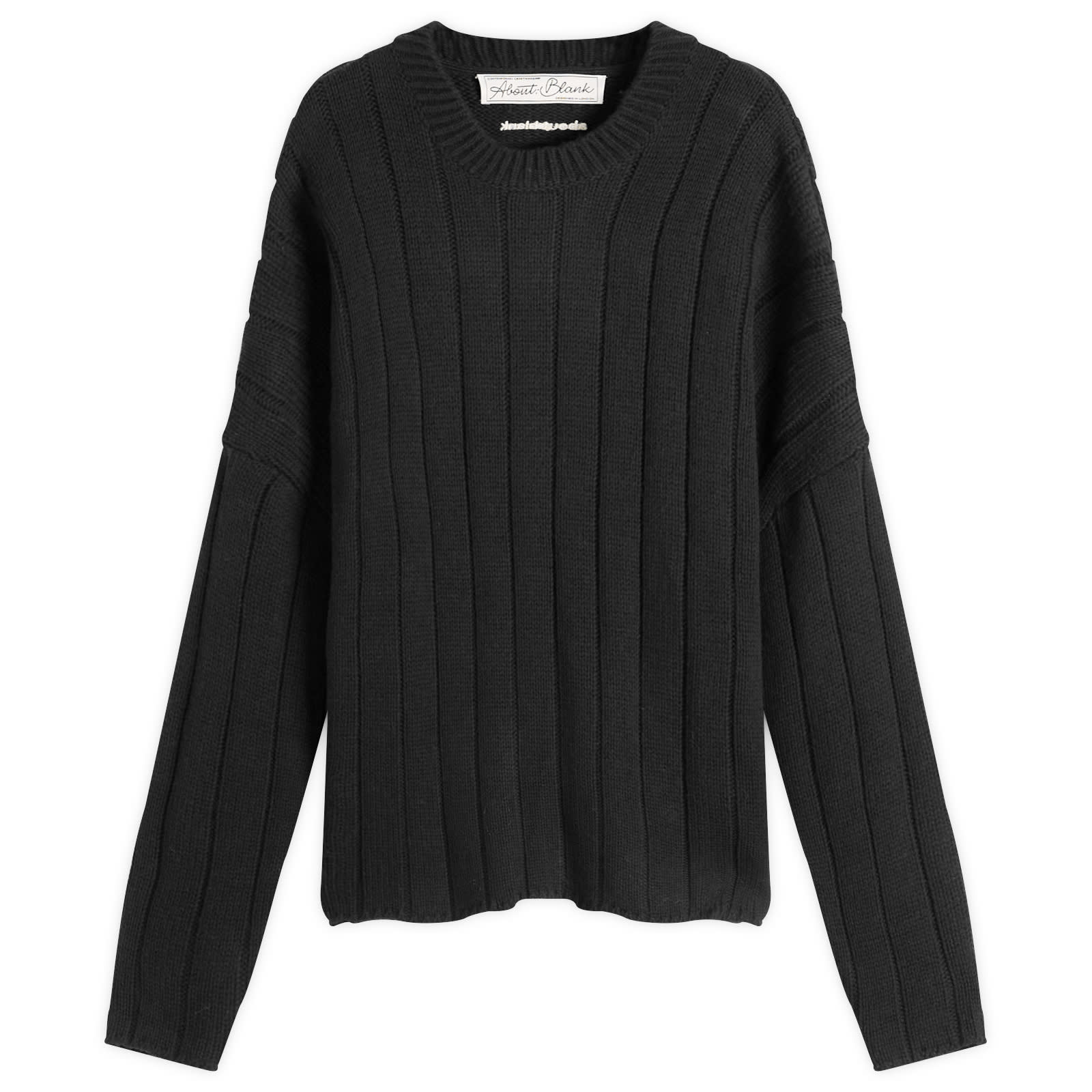 Men's Large Rib Knit Crew Black