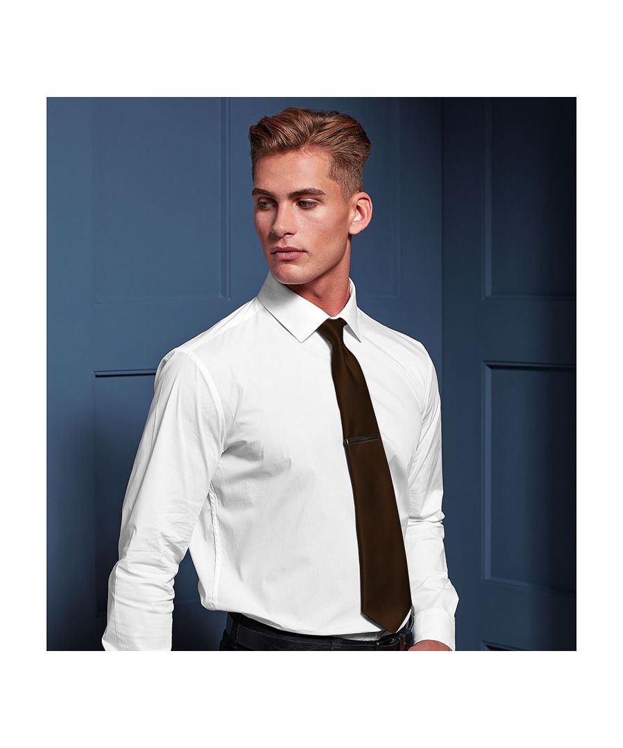 Premier Mens Plain Satin Tie Narrow Blade Black - One