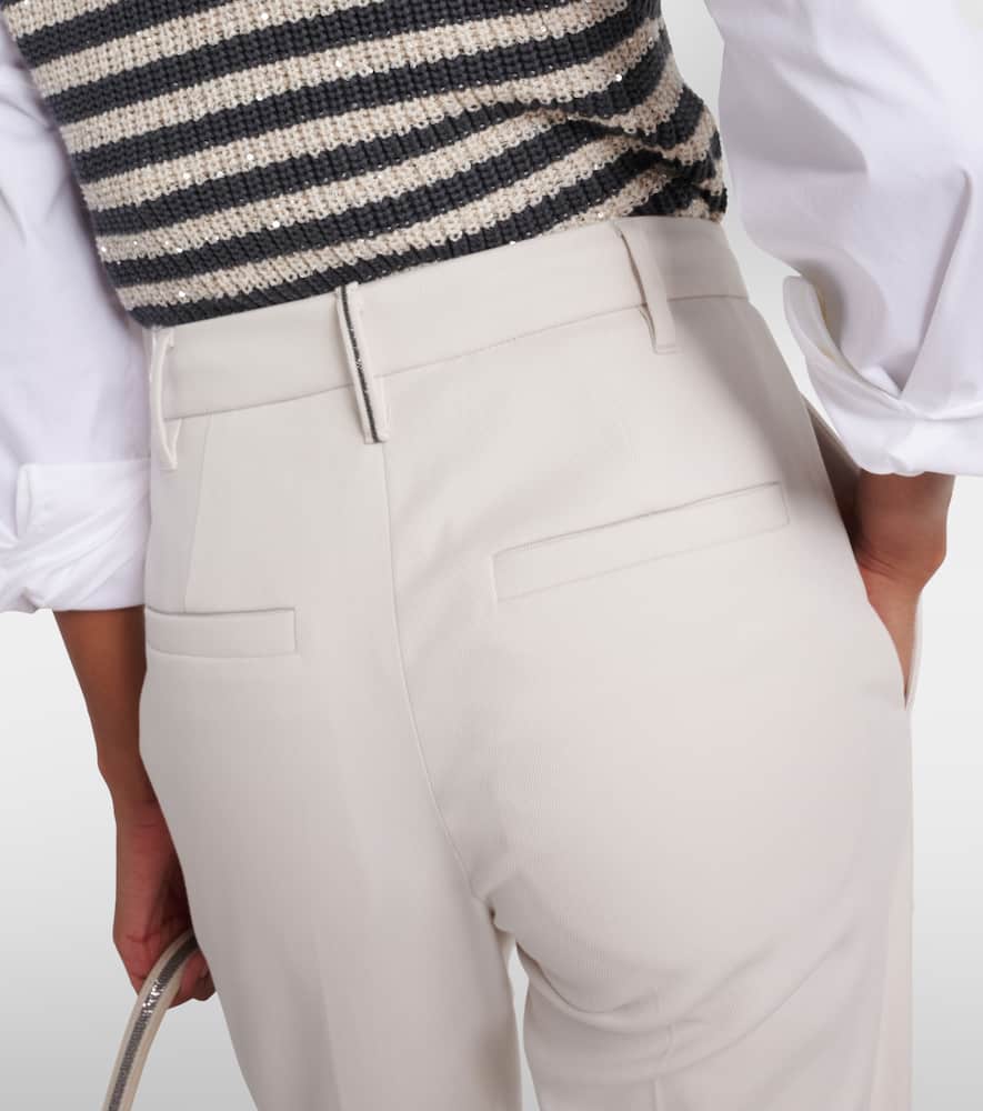 Cotton-blend slim pants