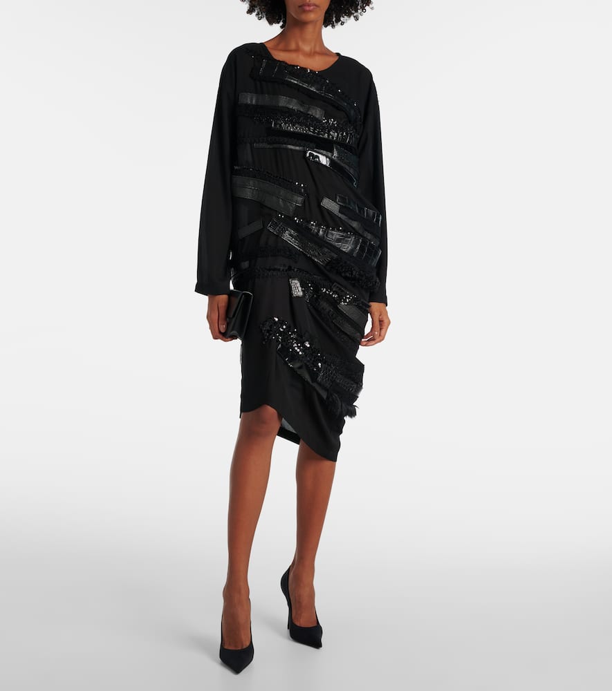Asymmetrical paneled midi dress