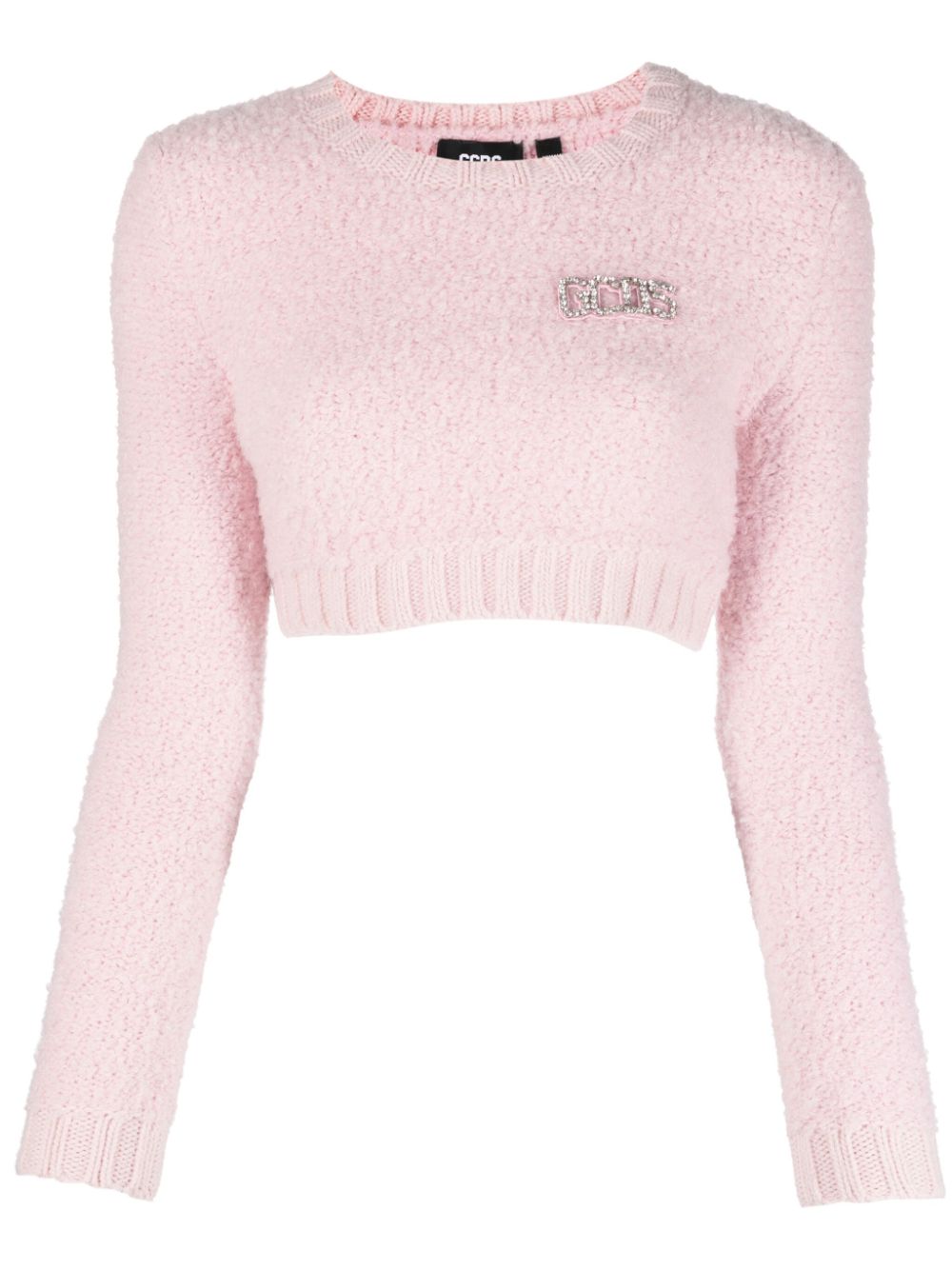 Crystal-embellished crew-neck crop top - Pink