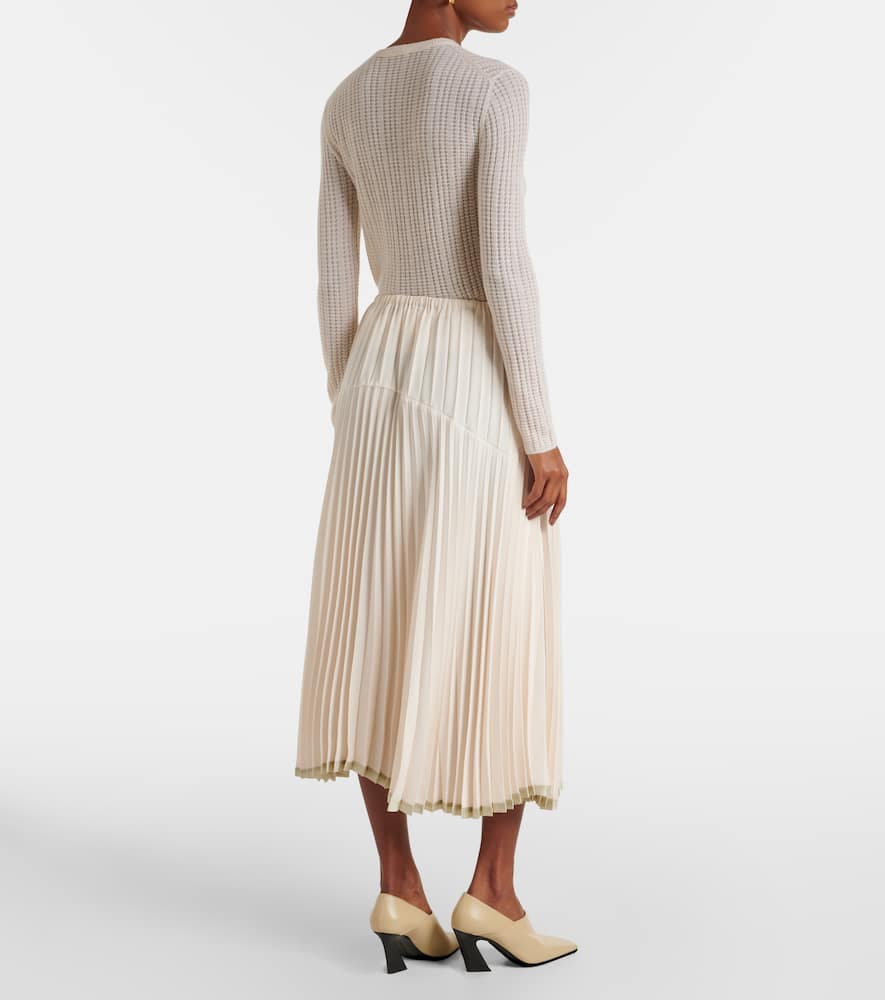 Plissé tiered midi skirt