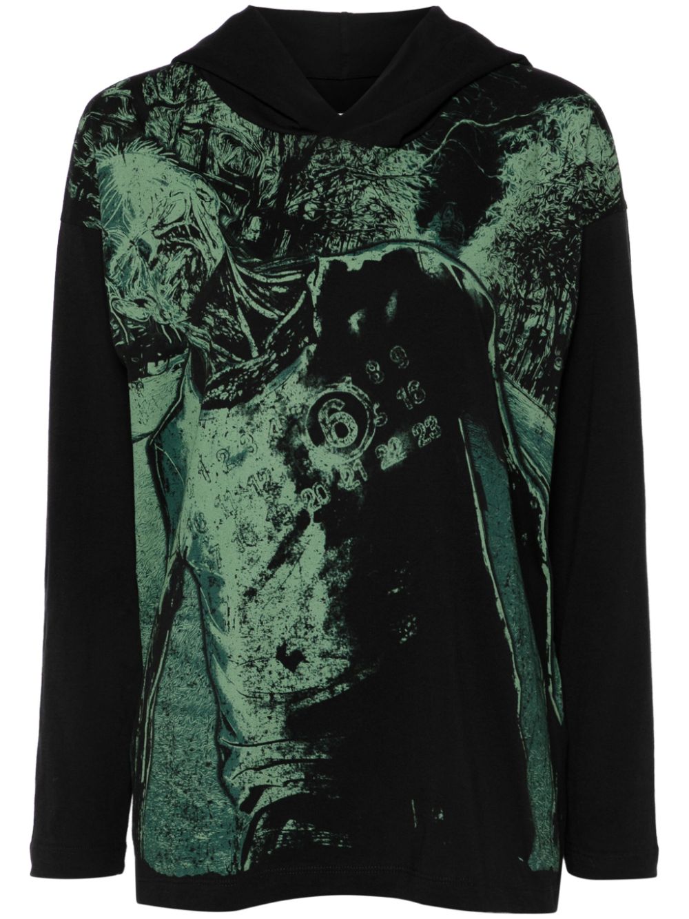 Numbers-motif hoodie - Black