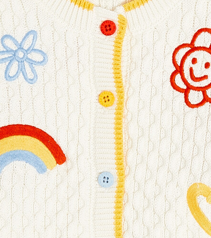 Baby embroidered cable-knit cotton cardigan
