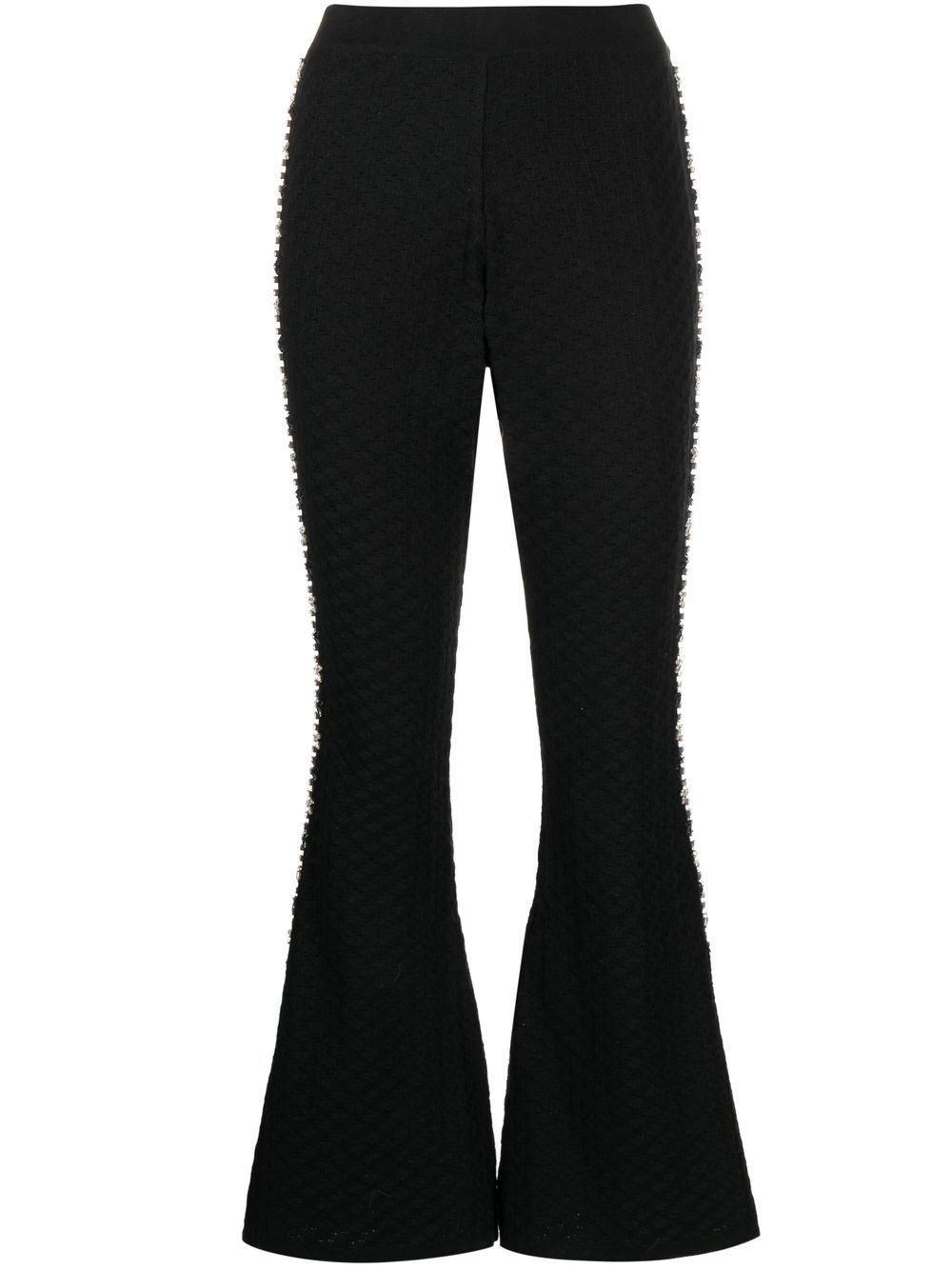 Knitted embellished flared trousers - Black