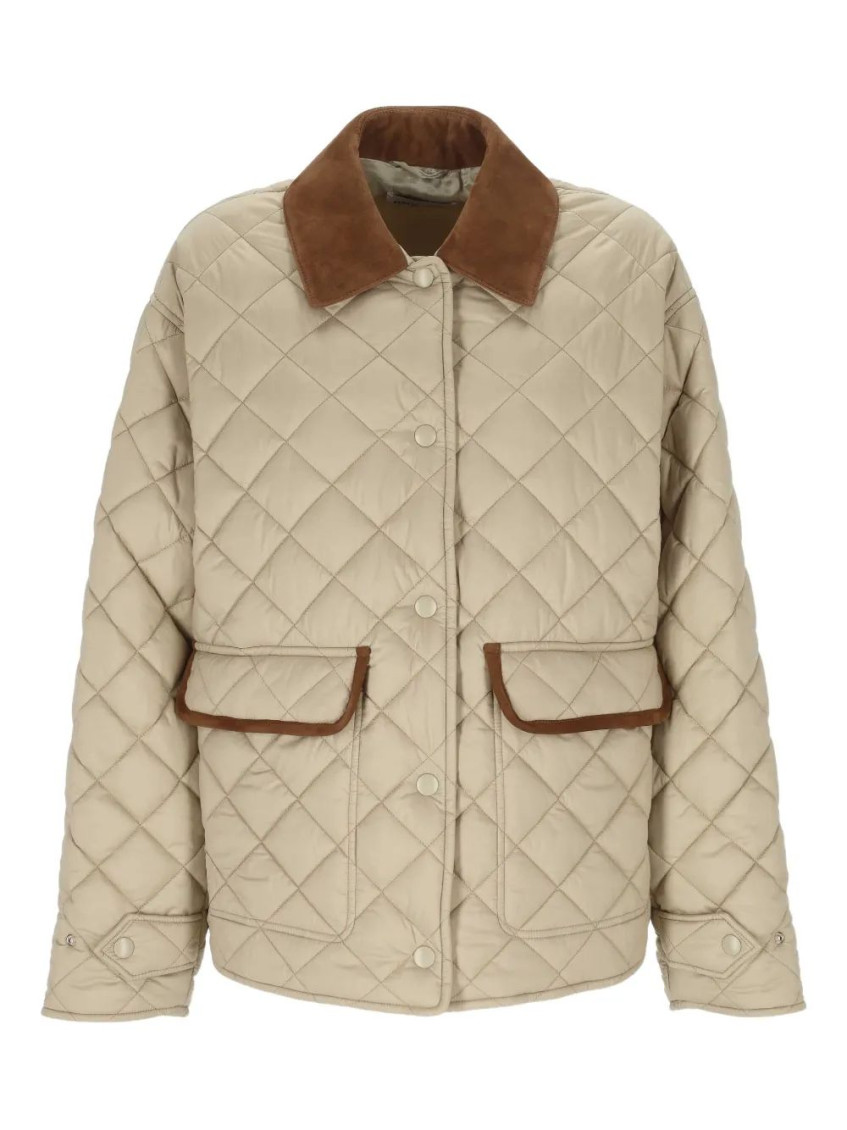 Miu Miu - quilted jacket with suede collar and pocket