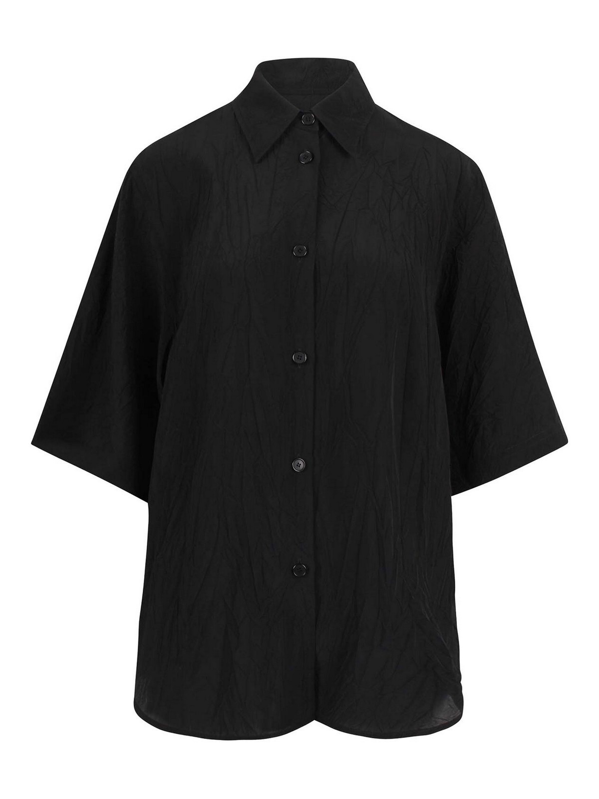 Wide-waisted shirt with wrinkled texture