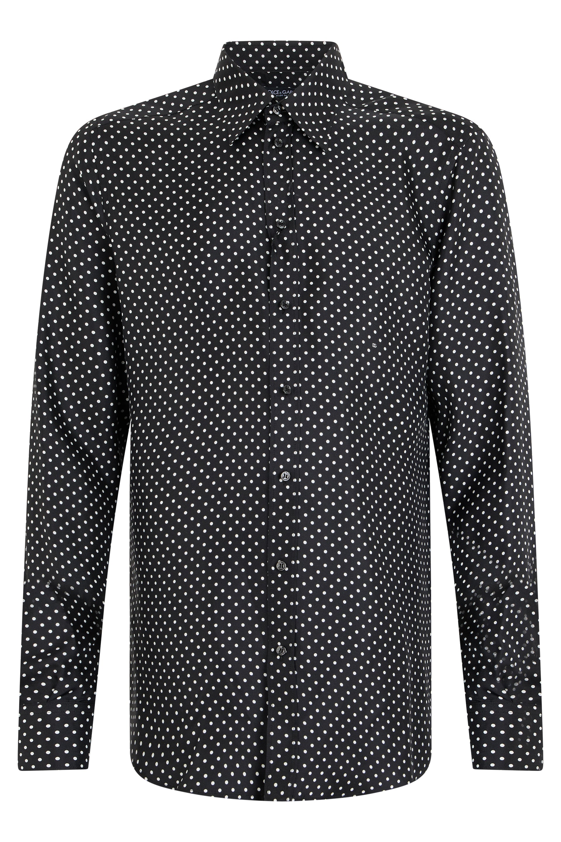 Men's Silk Twill Polka Dot Long-Sleeve Button-Up Shirt