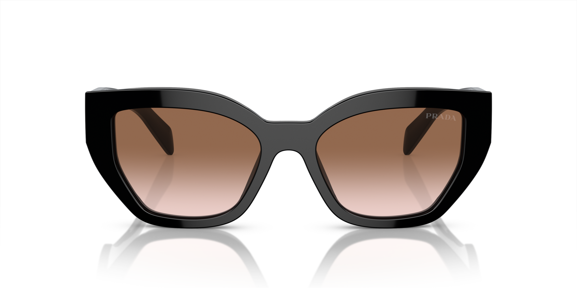 Prada Woman Prada PR A09S 1AB0A6 Sunglasses Acetate Black Brown Butterfly Normal Shaded