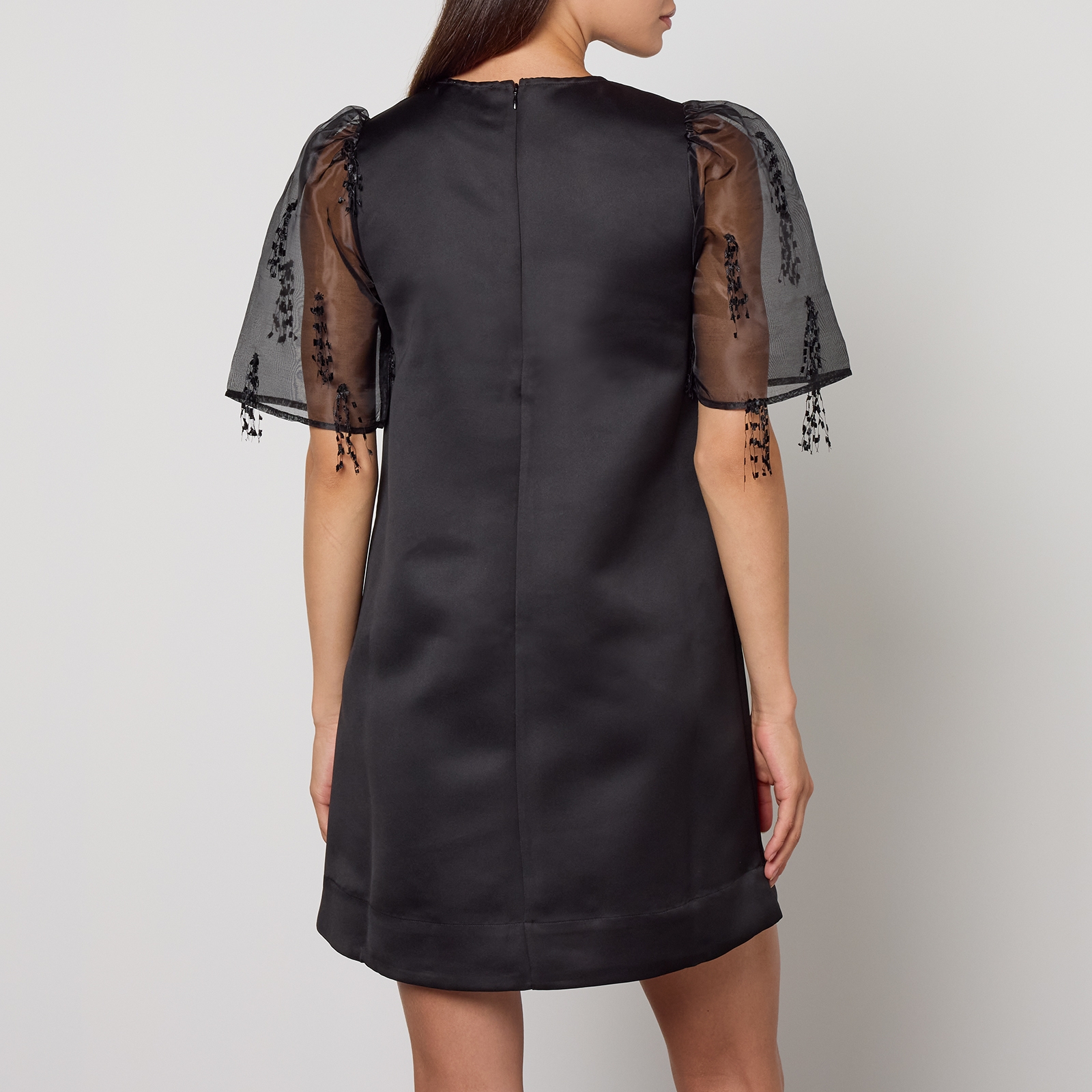 Ganni Fringed Organza Mini Dress
