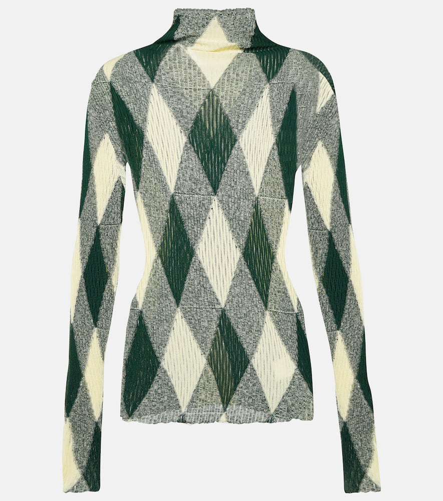 Argyle cotton and silk sweater