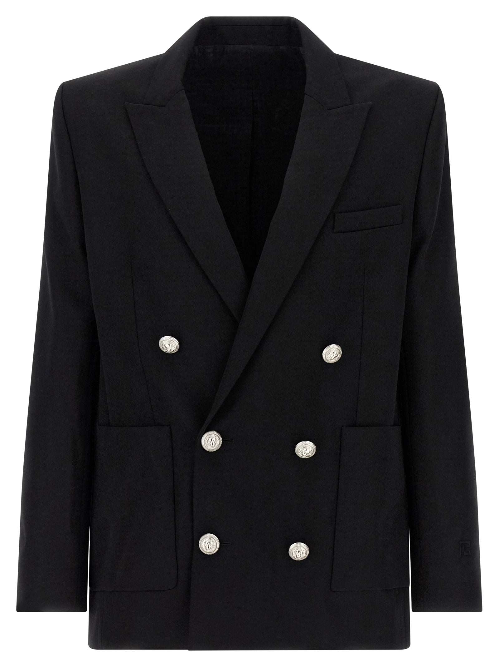 Double-Breasted Virgin Wool Blazer — Black