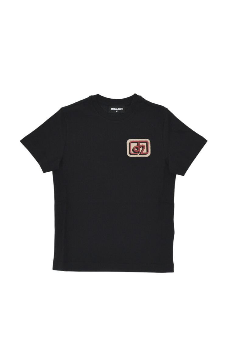 Boys Black Logo Patch T-Shirt