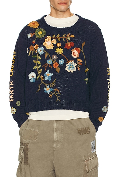 Story mfg. Piper Jumper Knit in Indigo Earth Laughs - Navy. S also in