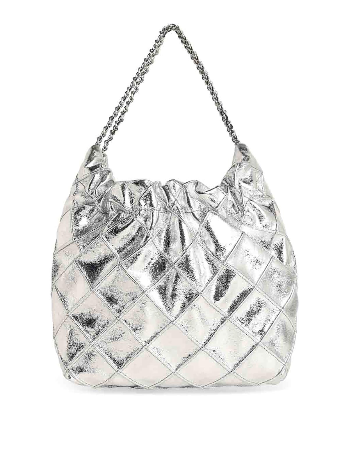 Fleming Mini Bag In Silver Leather
