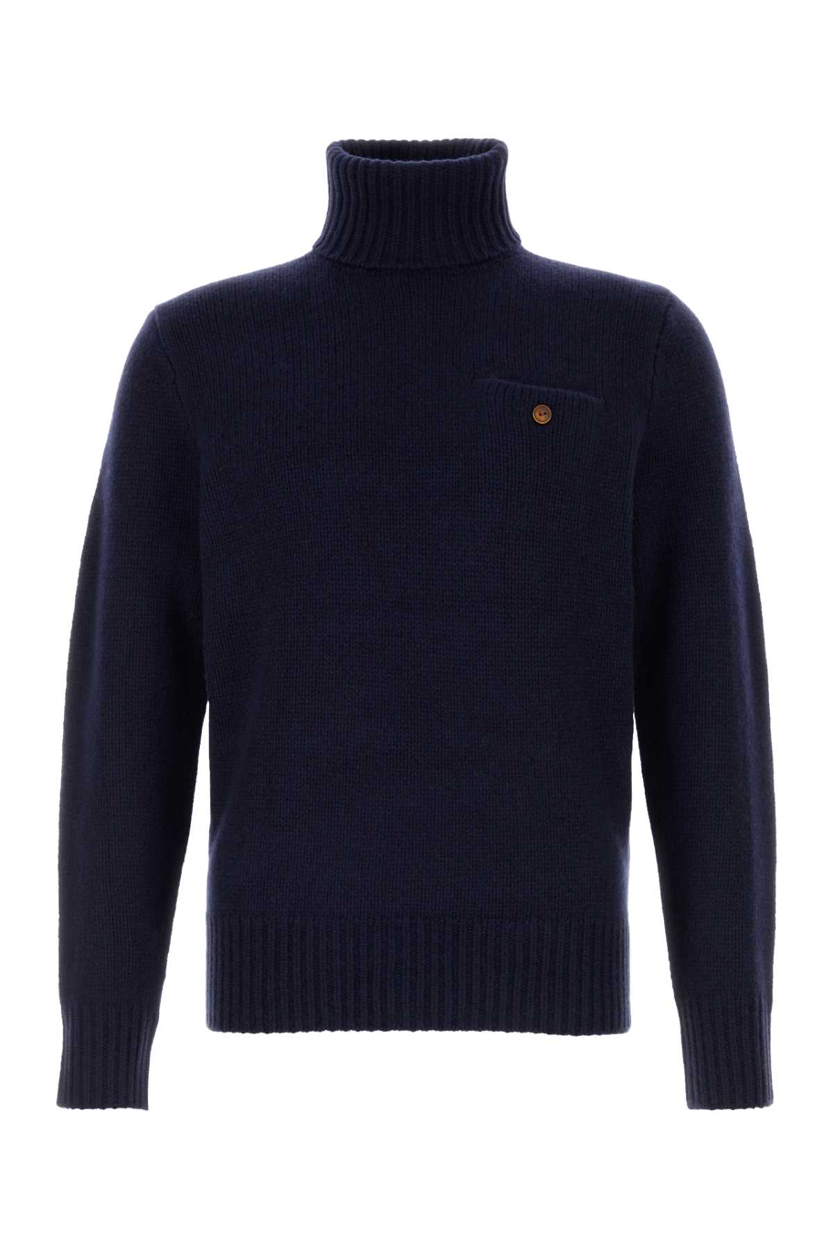 Navy Blue Wool Blend Sweater