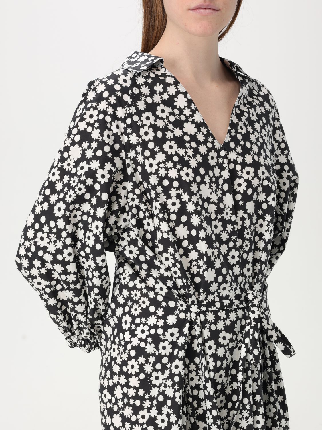 Floral-print midi dress - Black